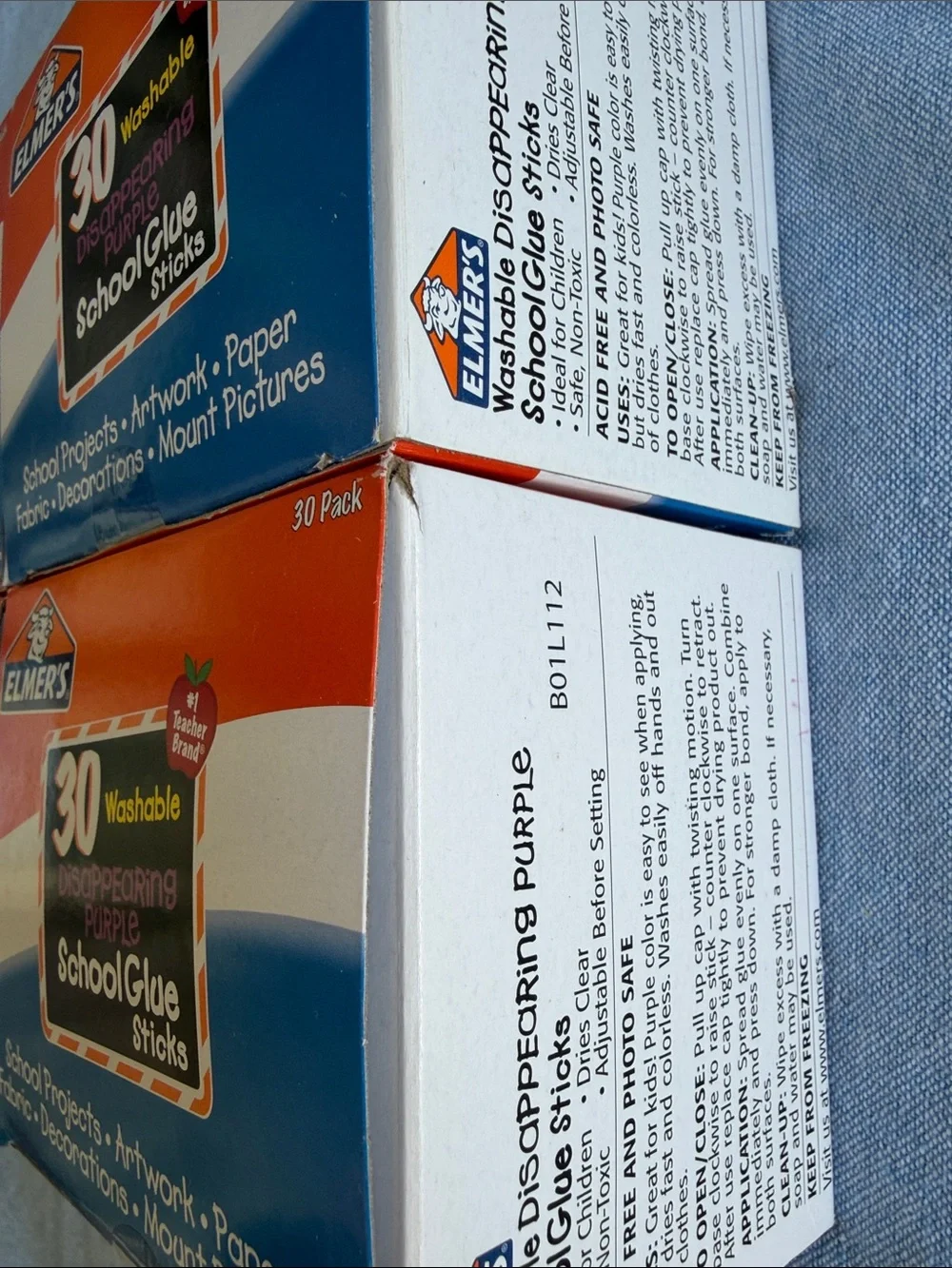 4 boxes of Elmer's 30 Pack Disappearing Purple School Glue Sticks - new sealed
